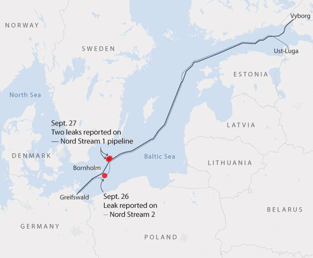 انفجارهای خطوط لوله گاز روسیه زیر ذره بین اروپاییان